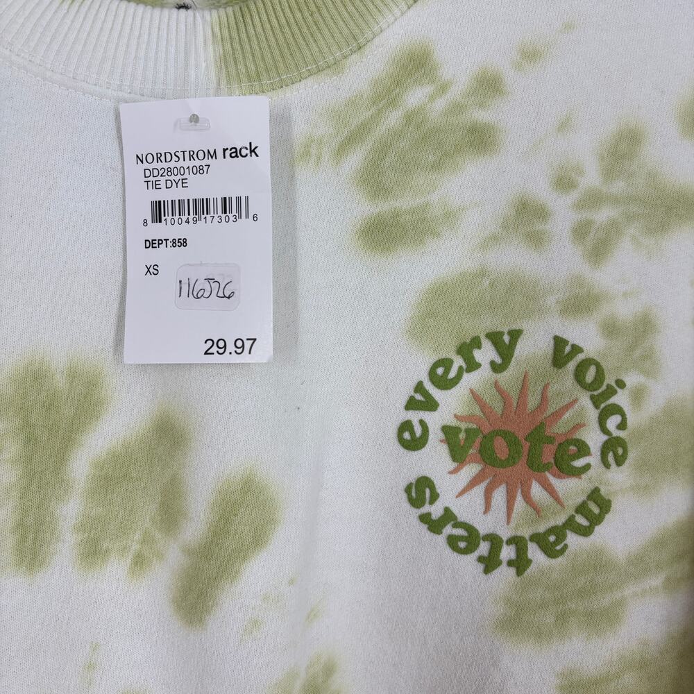Desert Dreamer Women's Crew Neck Every Vote Matters Tie Dye Sweatshirt Green XS - Picture 4 of 4